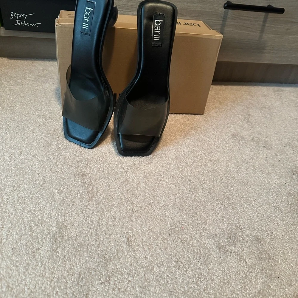 Bar III Black Square Open-Toe Slide Mules NIB - Picture 9 of 9